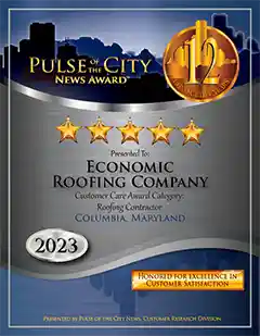 2023 Pulse of the City news award for customer care award cataegory, roofing contractor